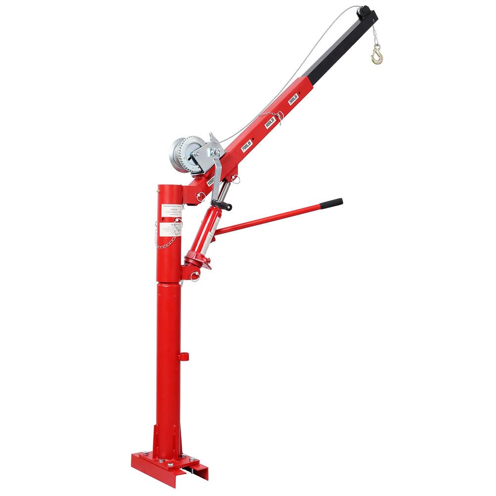 Pickup Truck Crane with Manual Winch, 1000 lb Capacity, Adjustable Boom, 360° Swivel Base, Heavy Duty Steel S97285