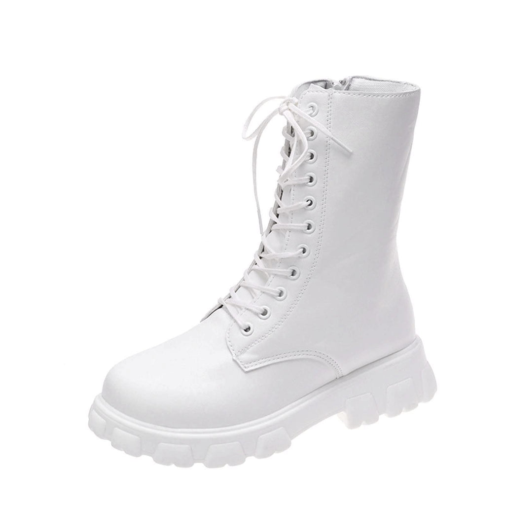 Women's Lace Up Chunky Mid Calf Boots X312484
