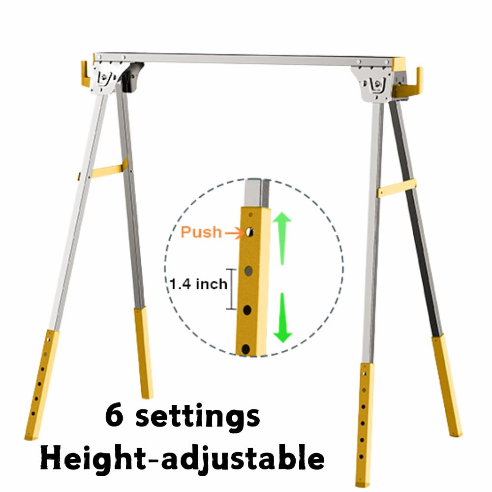 Heavy Duty Folding Sawhorses 2-Pack with 6 Height Adjustments R36543