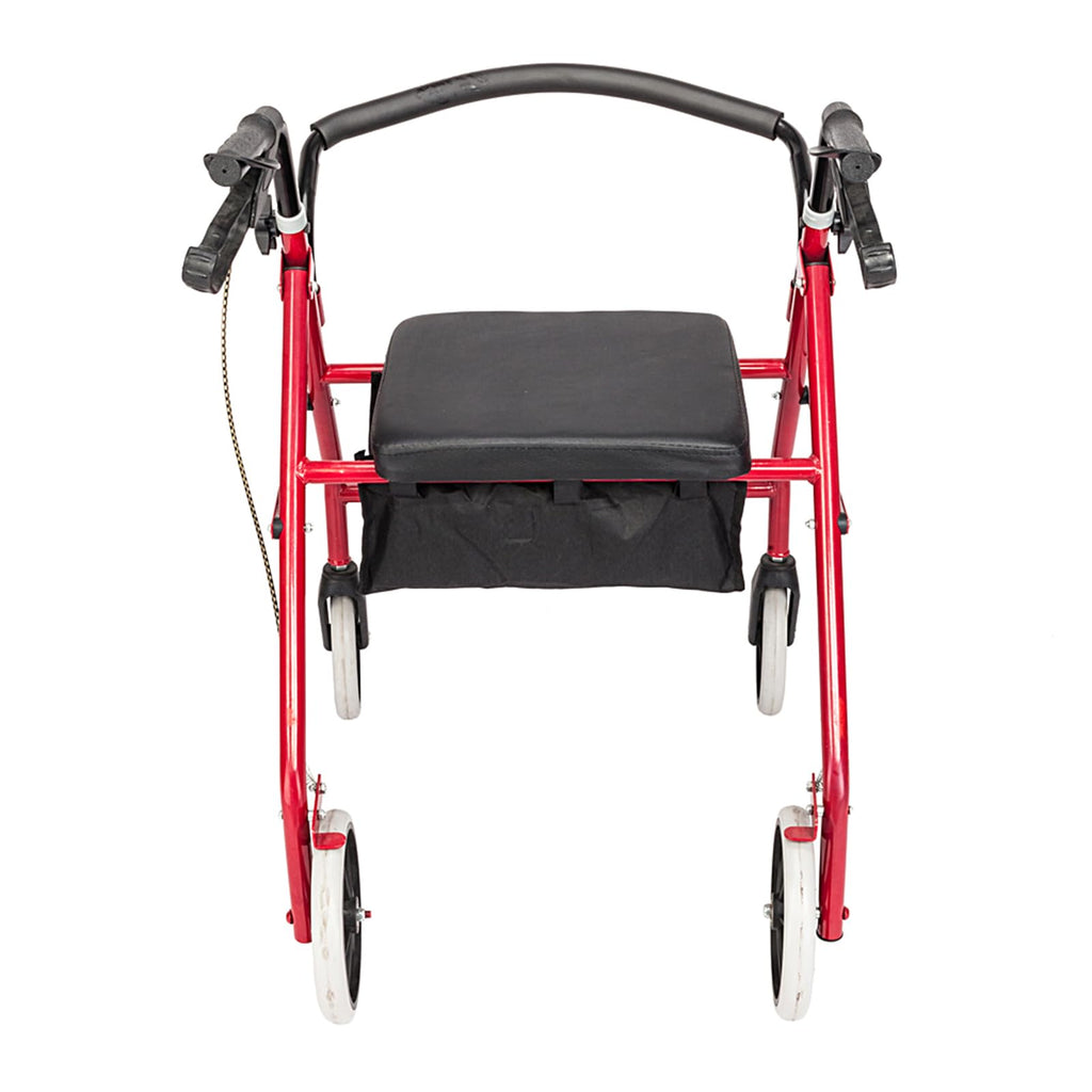 Heavy Duty Upright Rollator Walker with Padded Seat, Backrest, Height Adjustable Black & Red S237