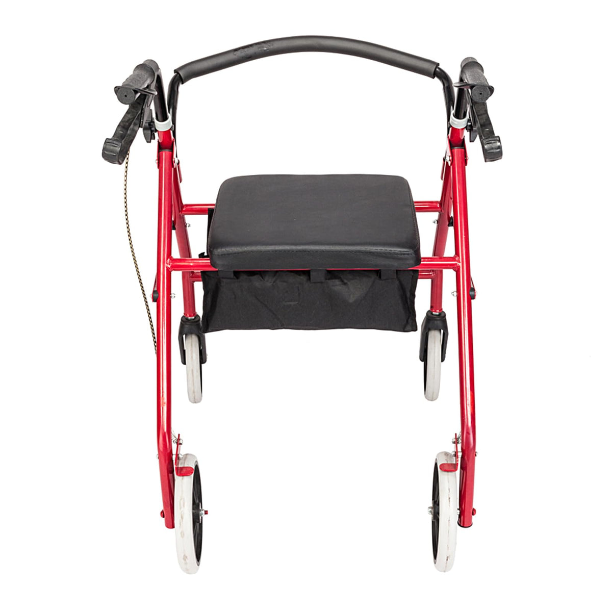Heavy Duty Upright Rollator Walker with Padded Seat, Backrest, Height Adjustable Black & Red S237