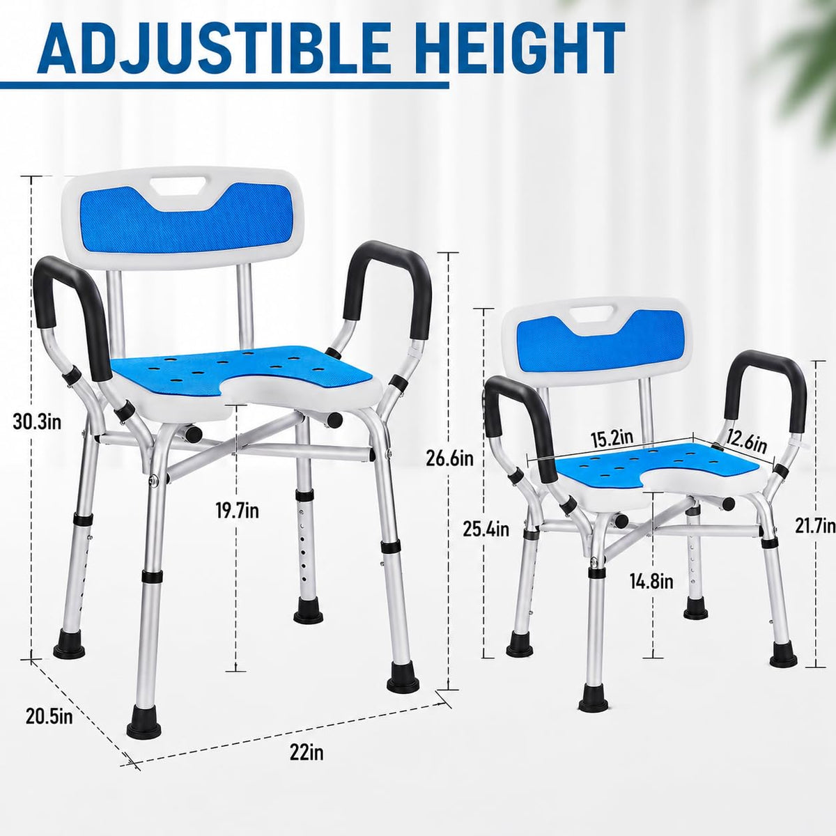 Shower Chair with Arms and Back, U-Shaped Seat N872414