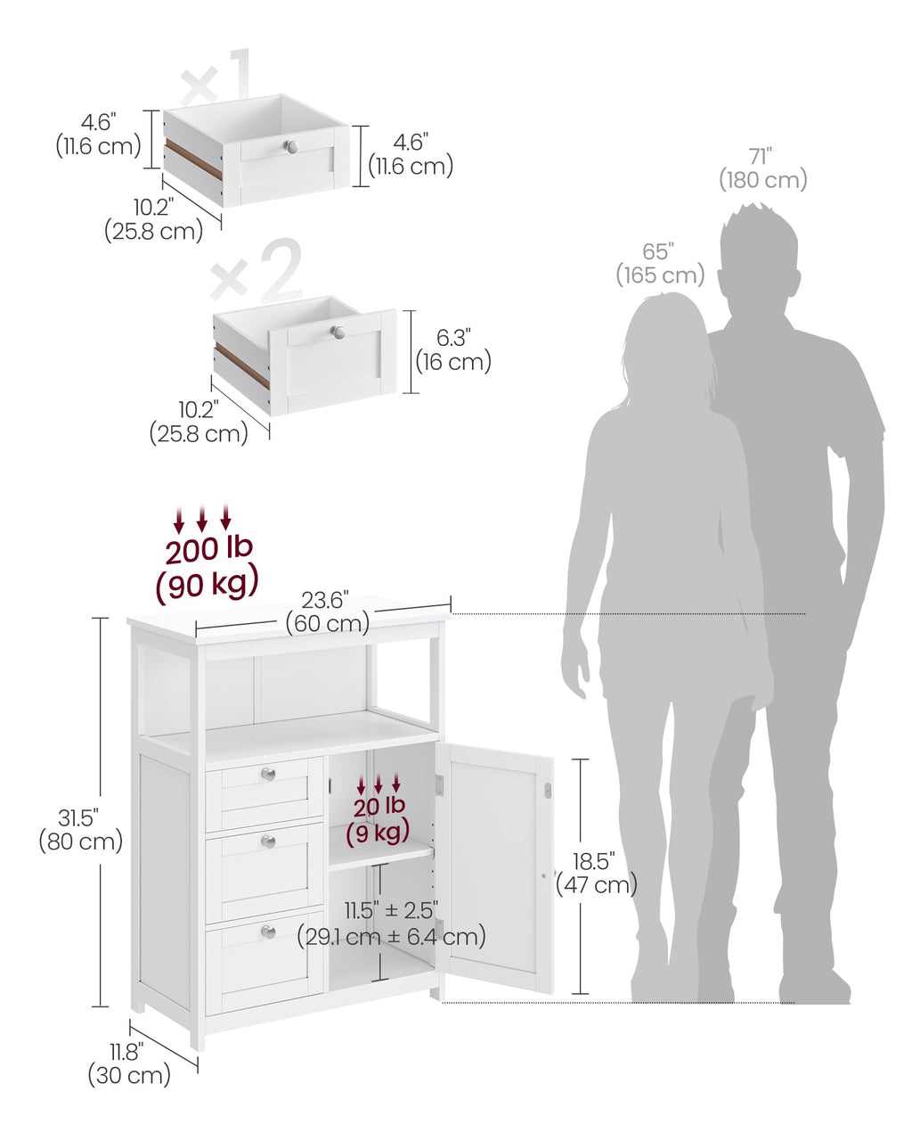 Bathroom Storage Cabinet with 3 Drawers M251