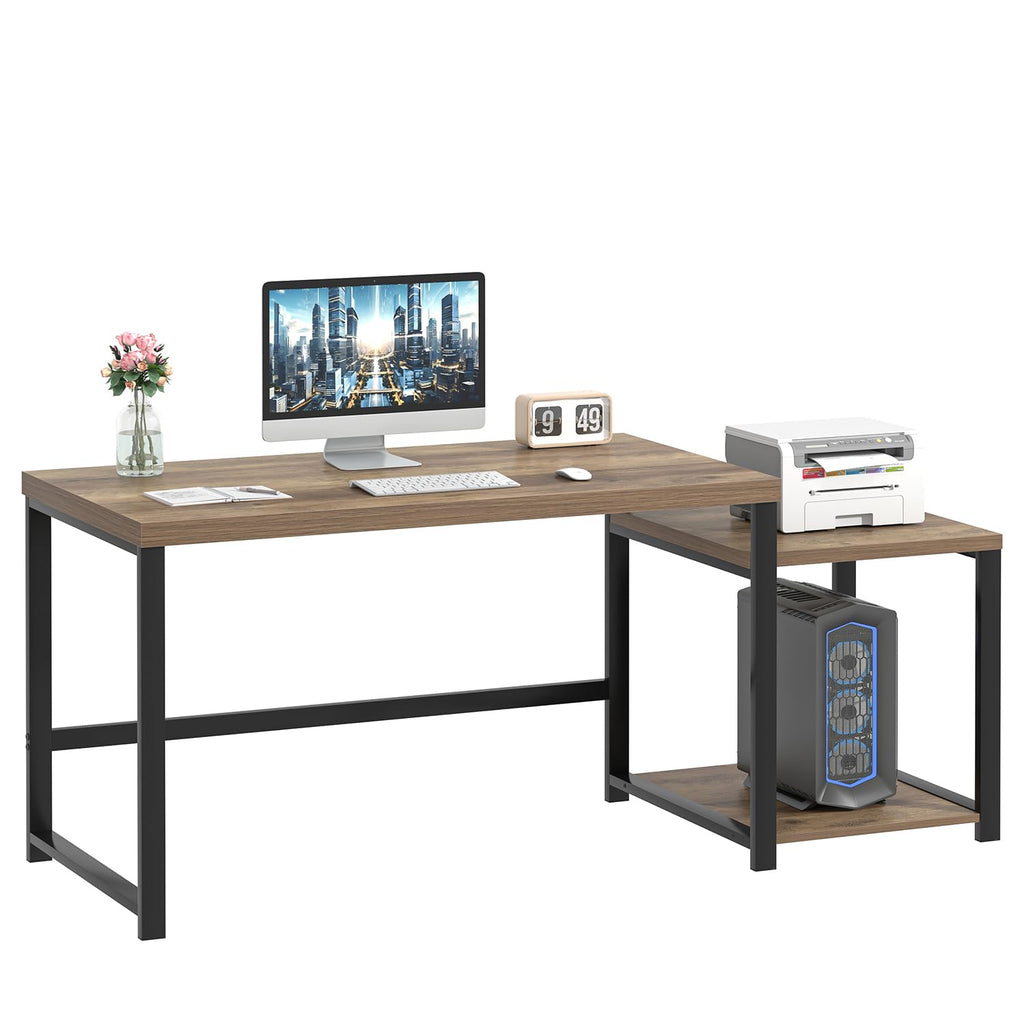 63 Inch Wood Computer Desk with Storage Shelves K236
