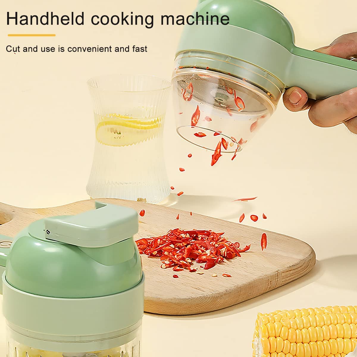 4 in 1 Handheld Electric Vegetable Cutter Set USB Rechargeable Q9765