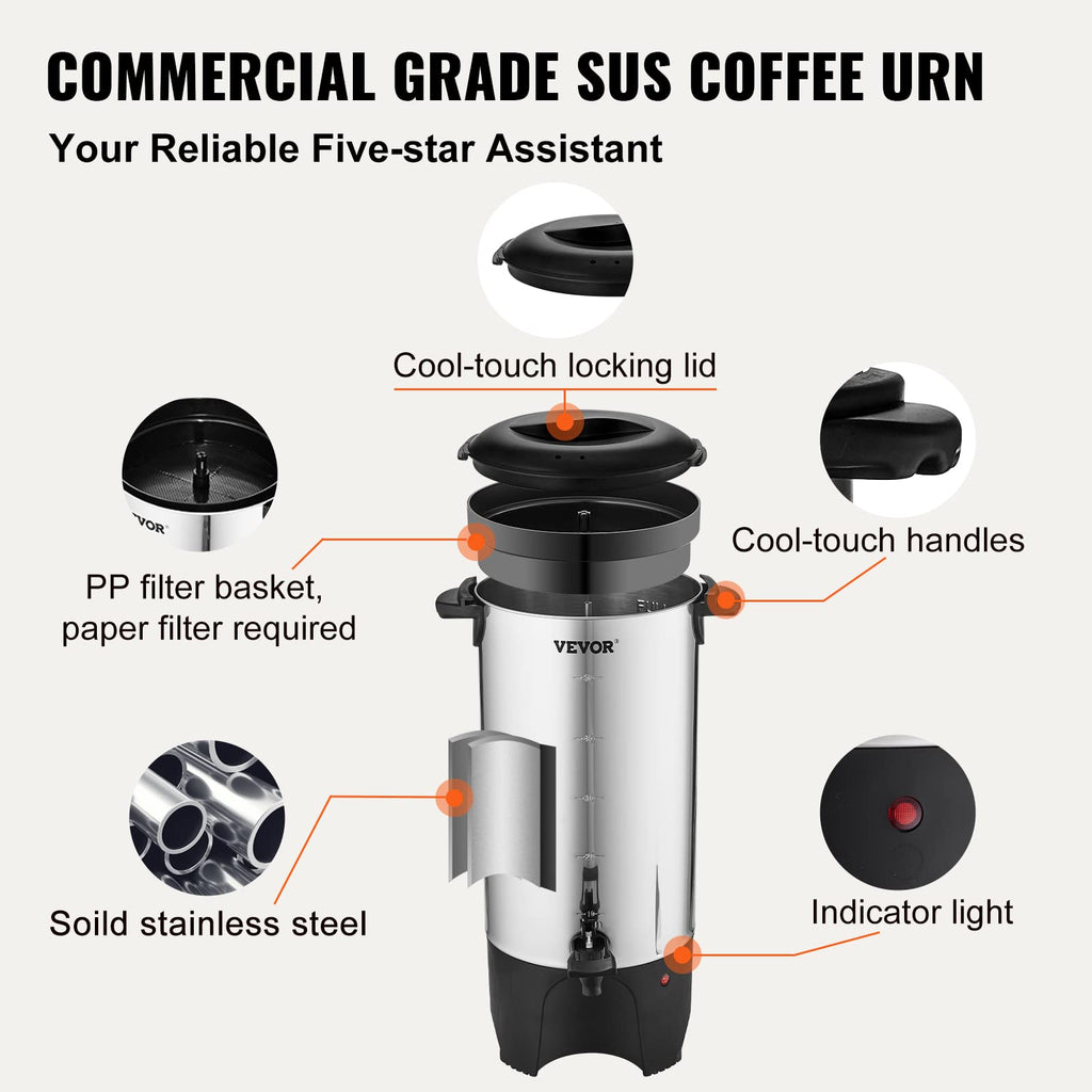 50 Cups Stainless Steel Commercial Coffee Urn G608