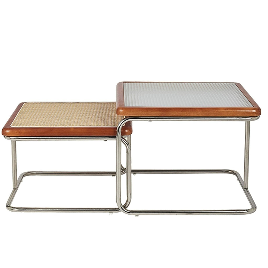 Mid Century Modern Coffee Table Set of 2 Square Metal Base T376674