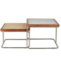 Mid Century Modern Coffee Table Set of 2 Square Metal Base T376674