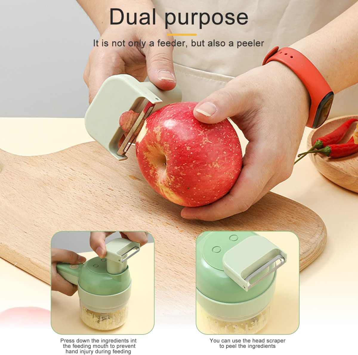4 in 1 Handheld Electric Vegetable Cutter Set USB Rechargeable Q9765