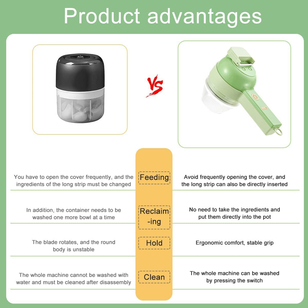 4 in 1 Handheld Electric Vegetable Cutter Set USB Rechargeable Q9765