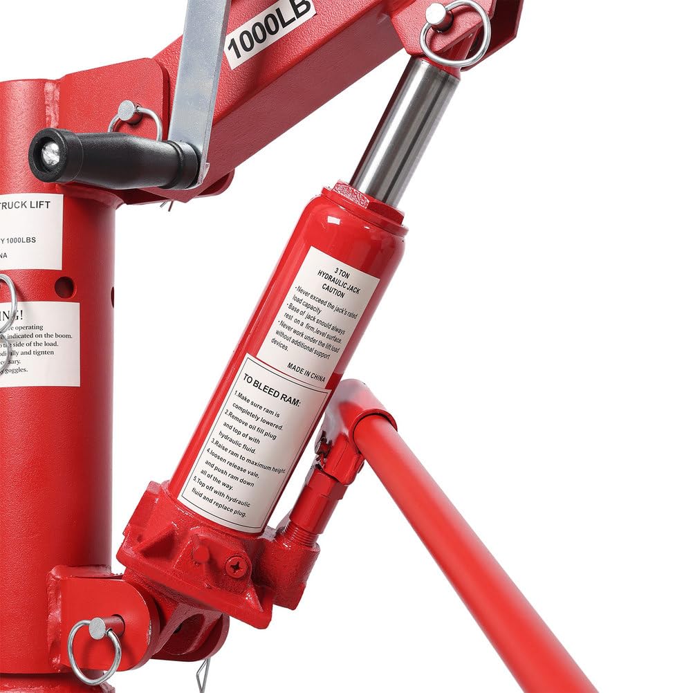 Pickup Truck Crane with Manual Winch, 1000 lb Capacity, Adjustable Boom, 360° Swivel Base, Heavy Duty Steel S97285