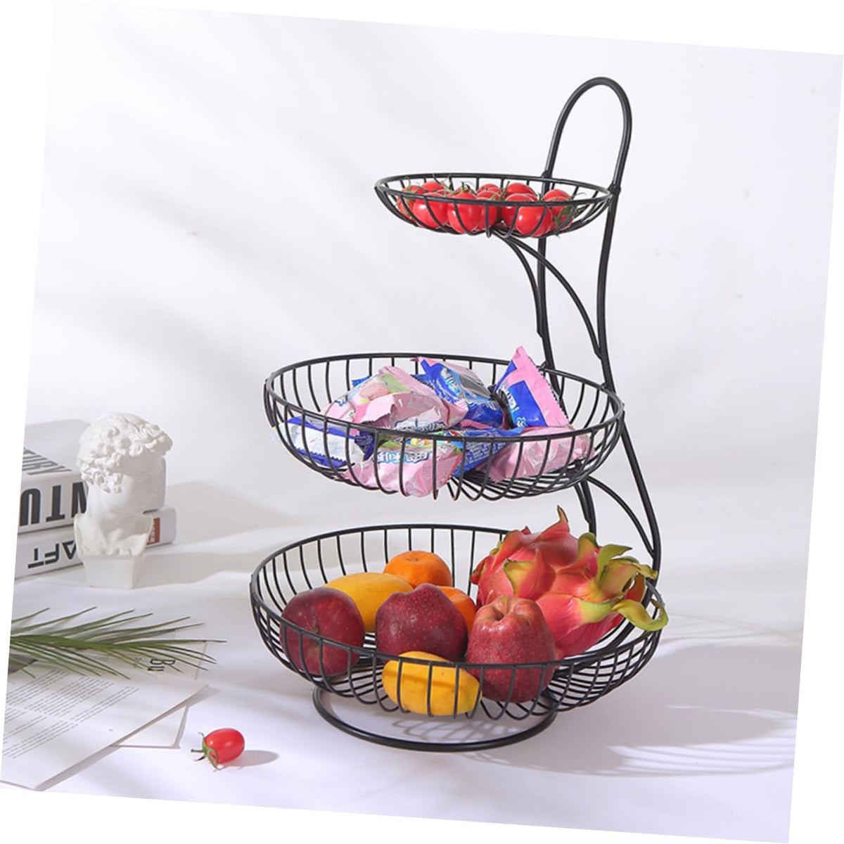 Black 3-Tier Iron Fruit Basket A35393