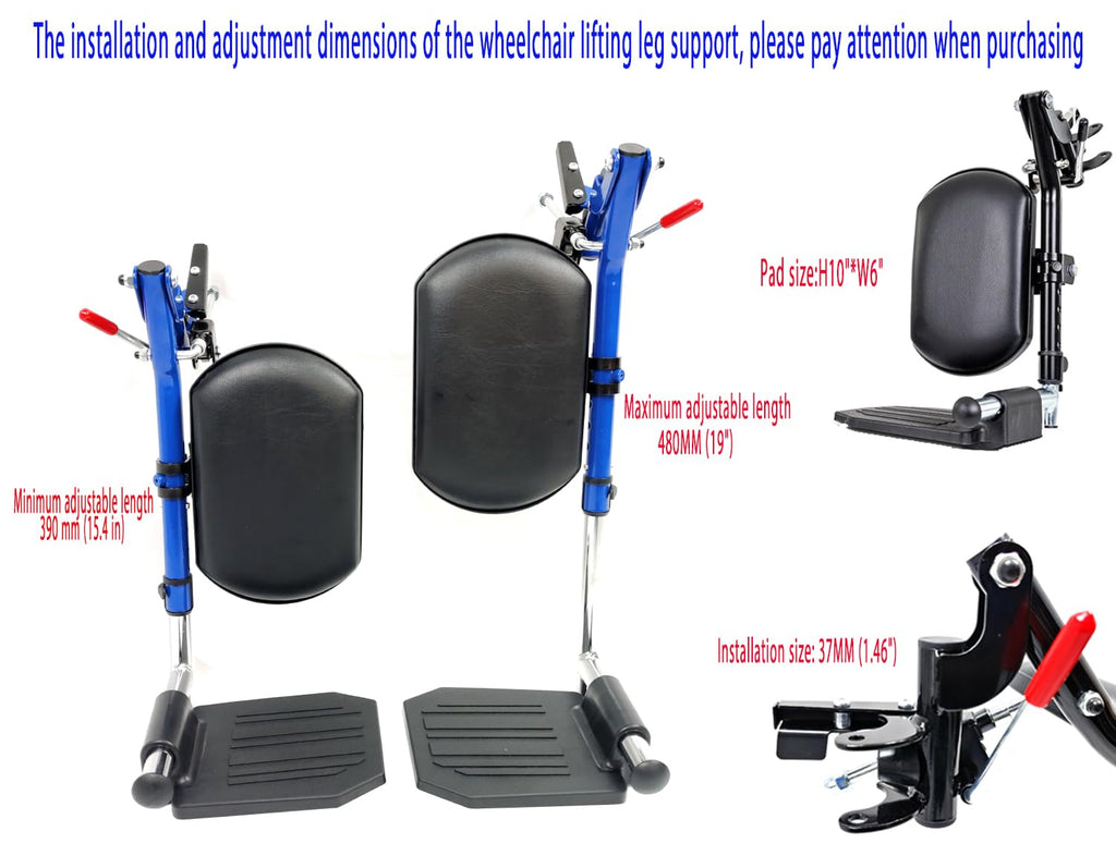 Blue Wheelchair Elevating Leg Rest with Padded Calf Pad P2185
