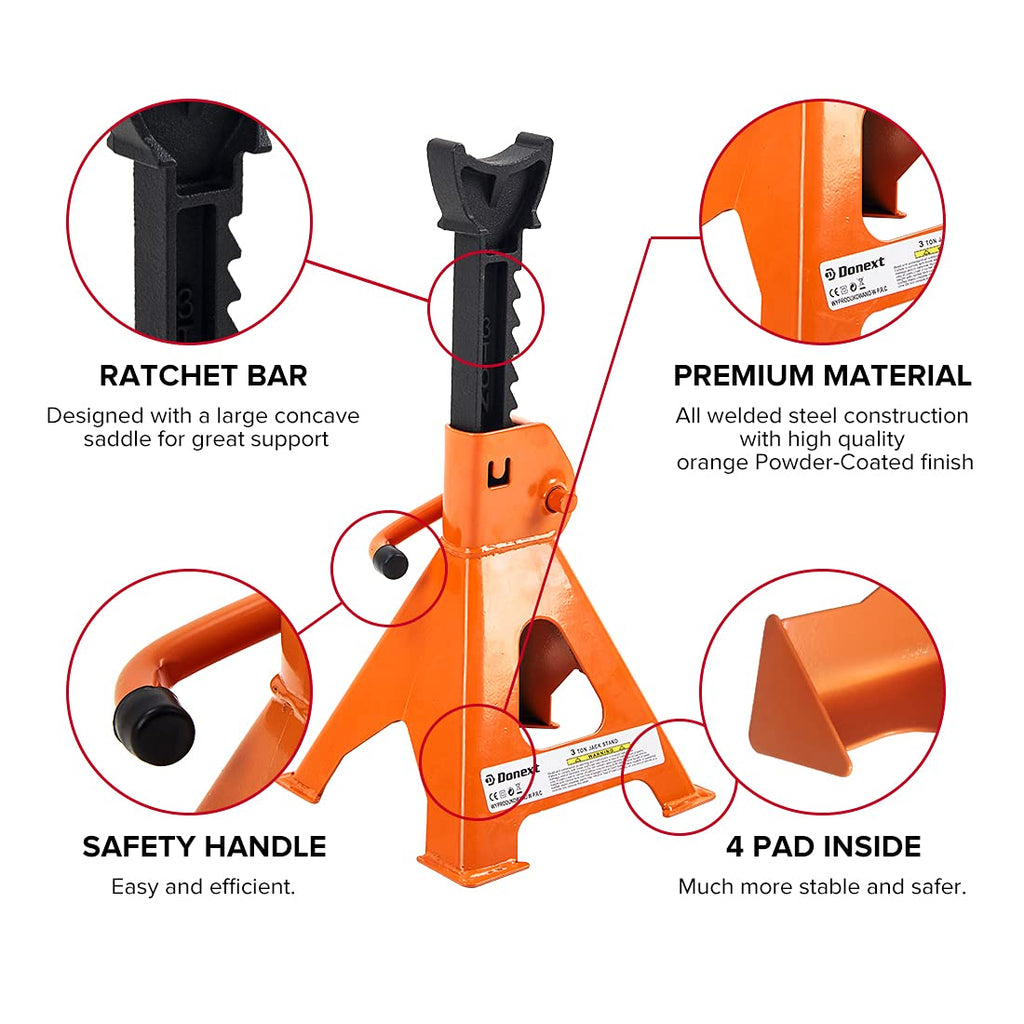 Steel Floor Jack and Orange Jack Stands Y7665