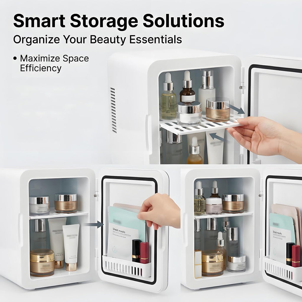 4L Portable Mini Skincare Refrigerator with Dimmable LED Mirror Q29494
