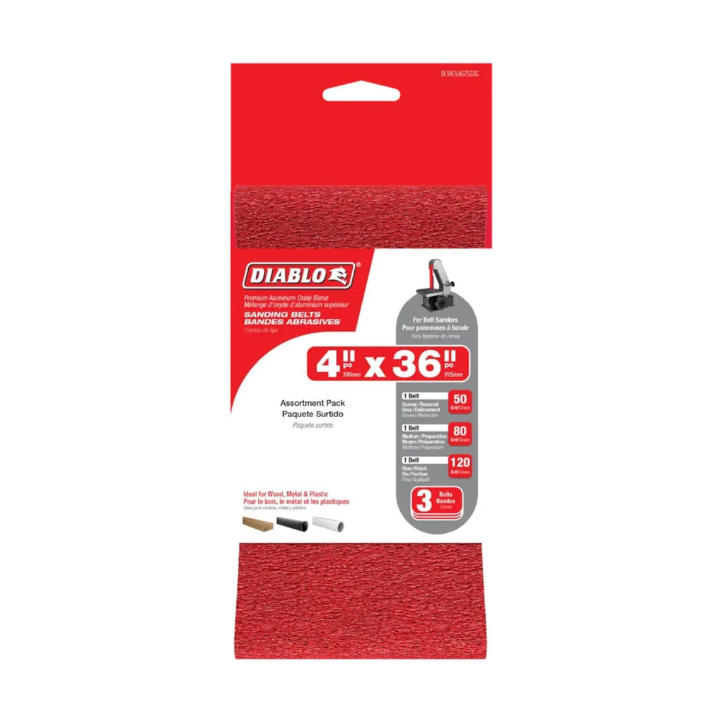 Assorted Sanding Belts 4" x 36" 3-Pack R93818