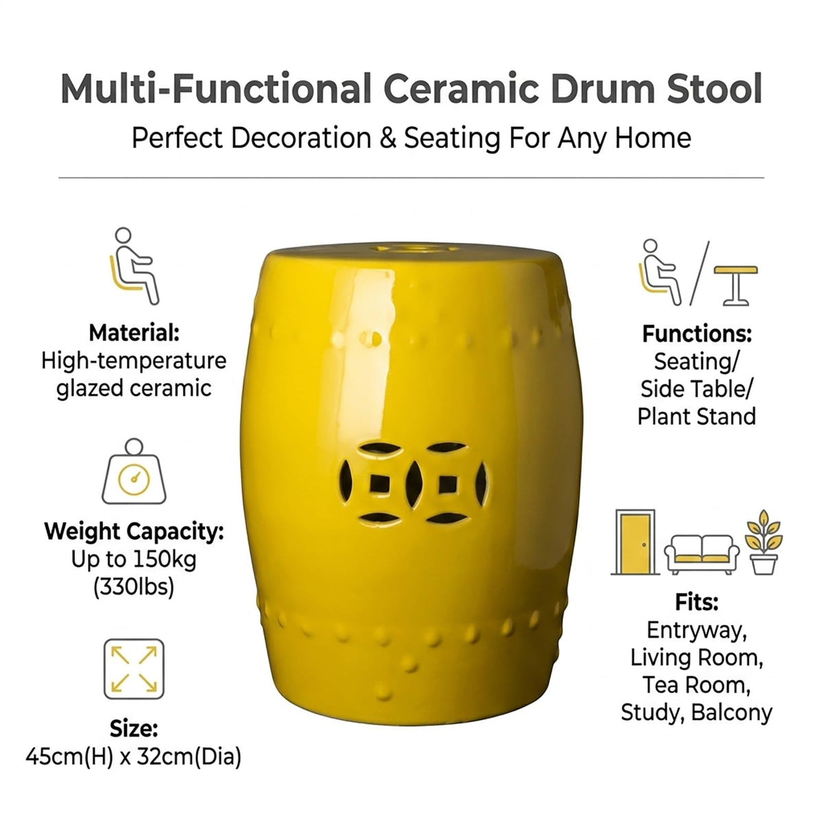 Teal Ceramic Garden Stool L13442