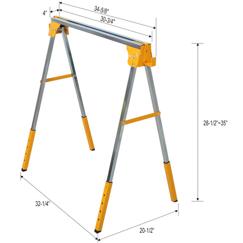 2 Pack Folding Adjustable Height Steel Saw Horses Y7389