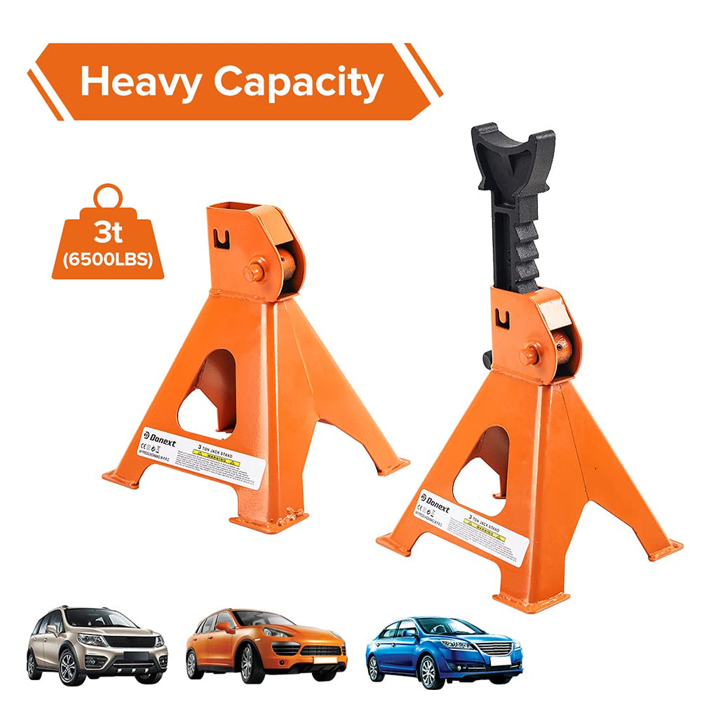 Steel Floor Jack and Orange Jack Stands Y7665