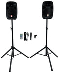 Powered PA Speaker Package with Mic Stands Cables H208