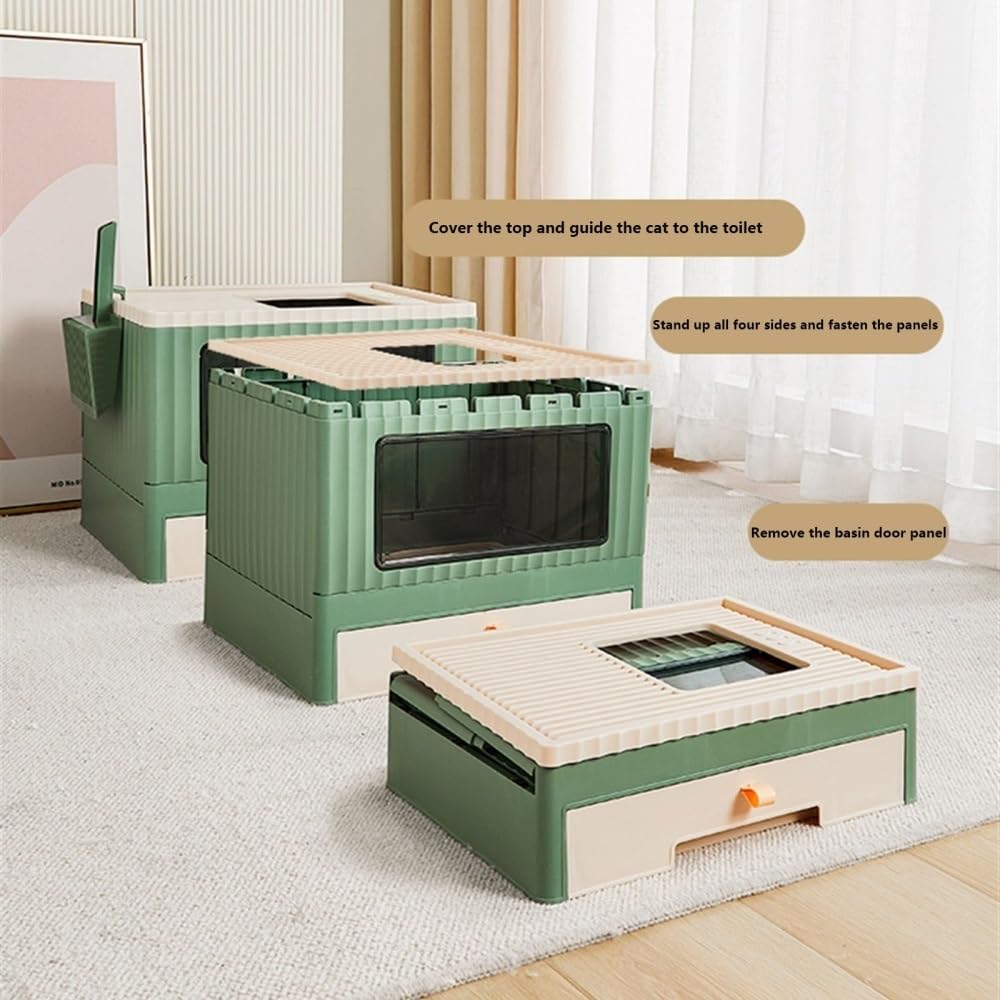 Foldable Top Entry Cat Litter Box with Lid L626999