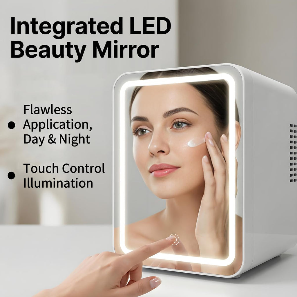 4L Portable Mini Skincare Refrigerator with Dimmable LED Mirror Q29494