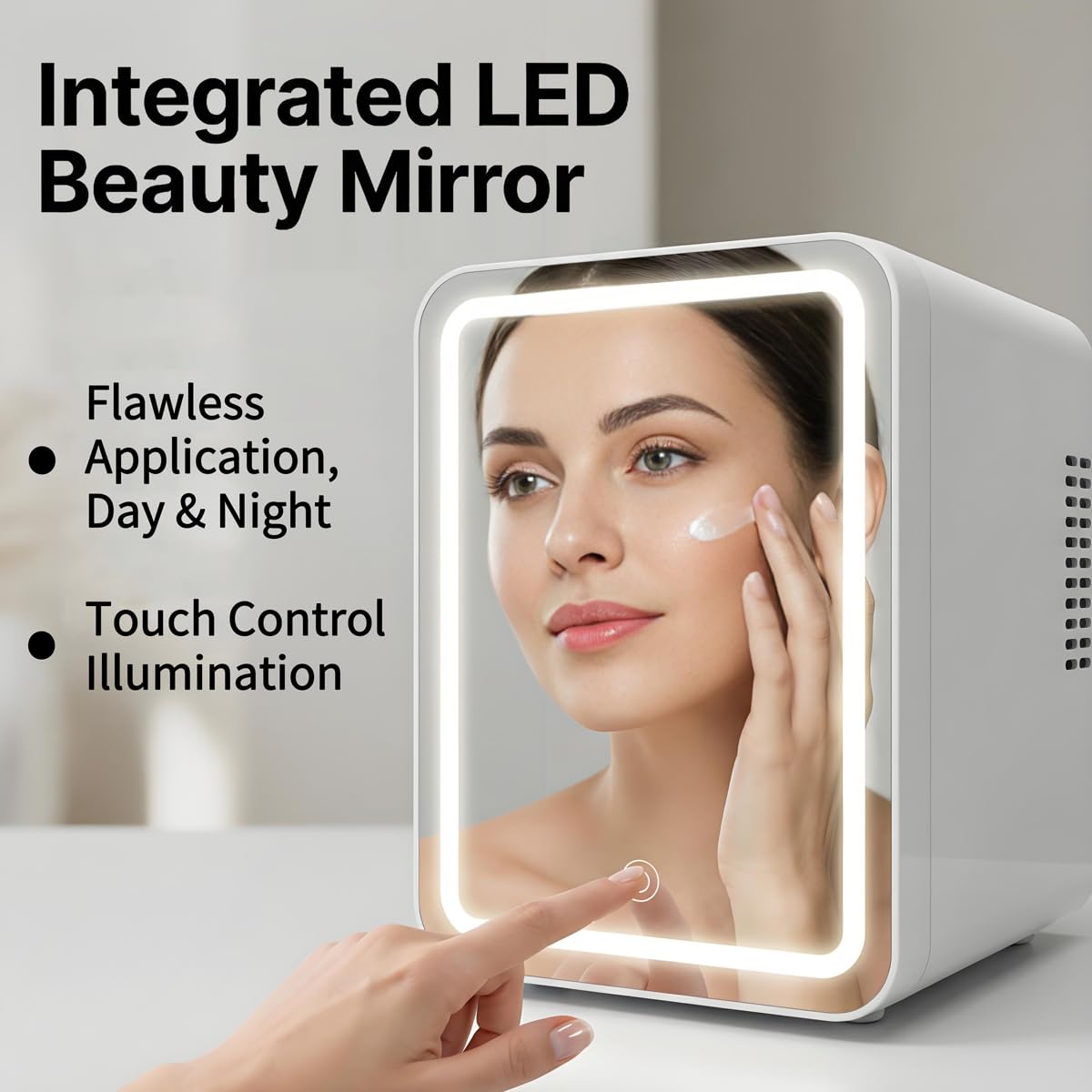 4L Portable Mini Skincare Refrigerator with Dimmable LED Mirror Q29494