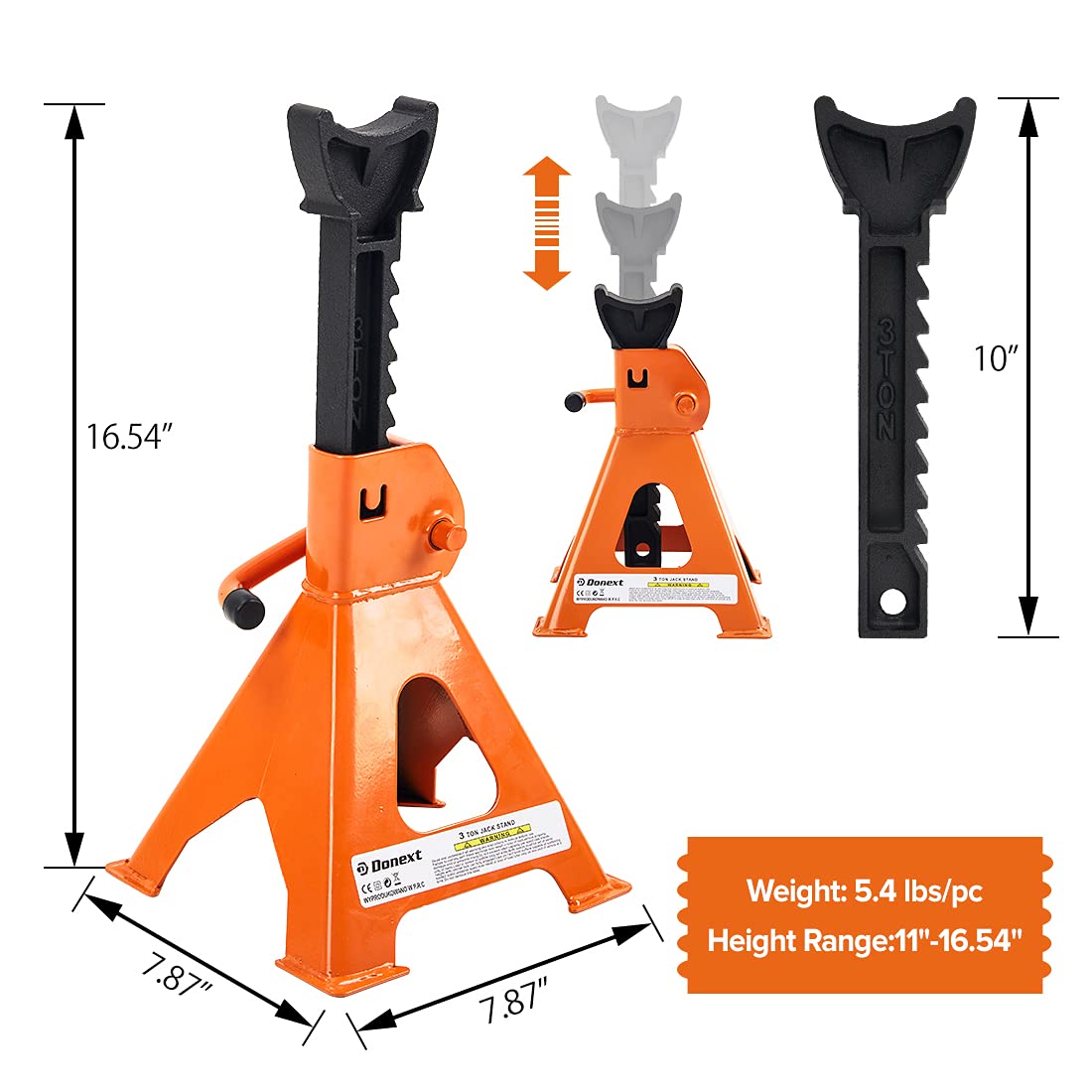 Steel Floor Jack and Orange Jack Stands Y7665