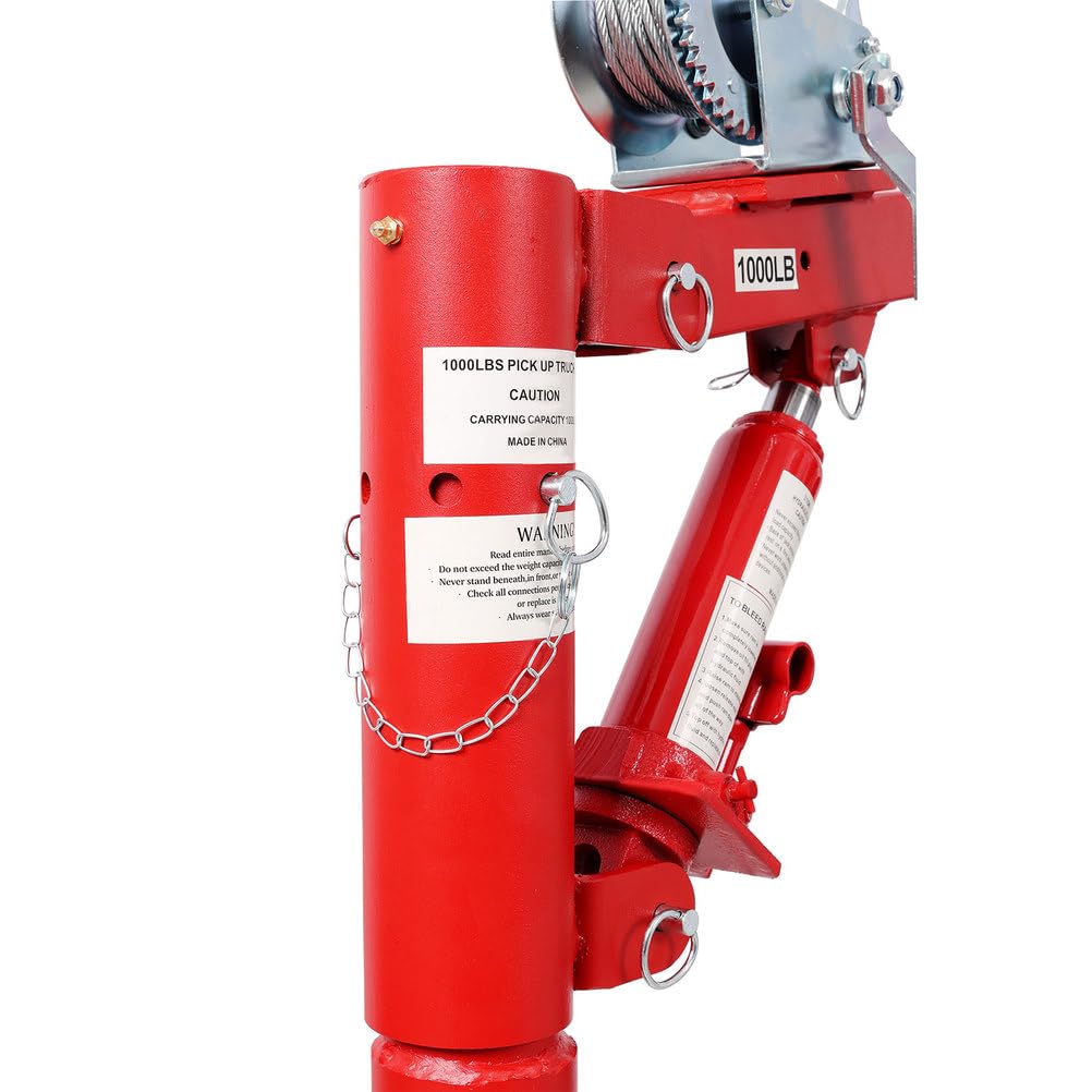 Pickup Truck Crane with Manual Winch, 1000 lb Capacity, Adjustable Boom, 360° Swivel Base, Heavy Duty Steel S97285