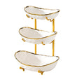 3 Tier Ceramic Fruit Bowl with Gold Metal Stand X73158