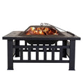 32 Inch Metal Square Outdoor Wood Burning Fire Pit Table F906645