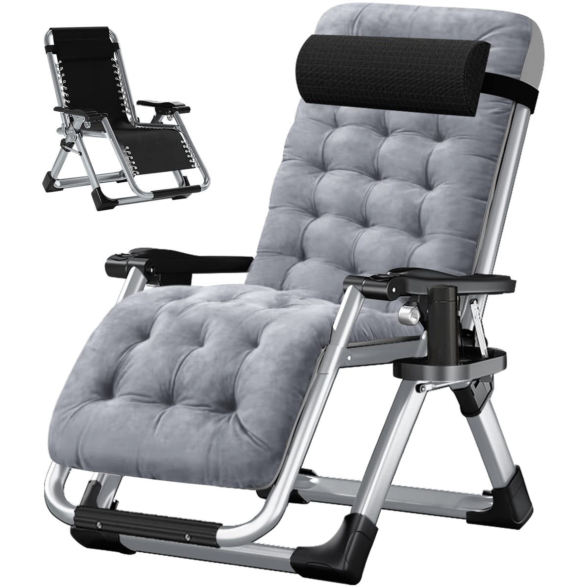 Zero Gravity Folding Lounge Chair with Cushion and Cup Holder O243