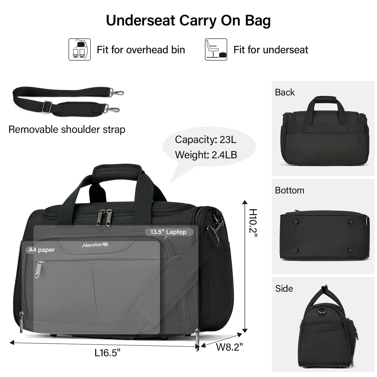 Black Lightweight Water Resistant Foldable Travel Duffel Bag W533820