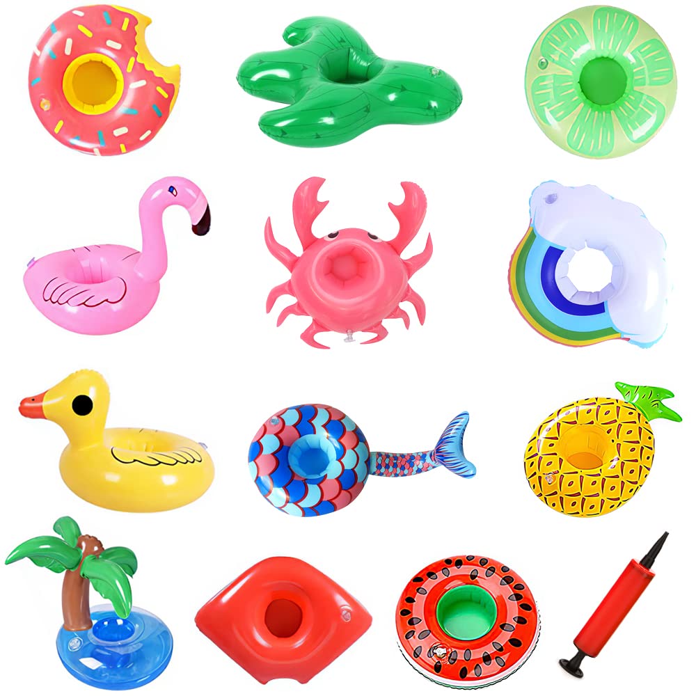 13 Pack Inflatable Pool Drink Holder with Pump N206