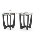 Glass Round End Table Set of 2, 23.5" Black C730