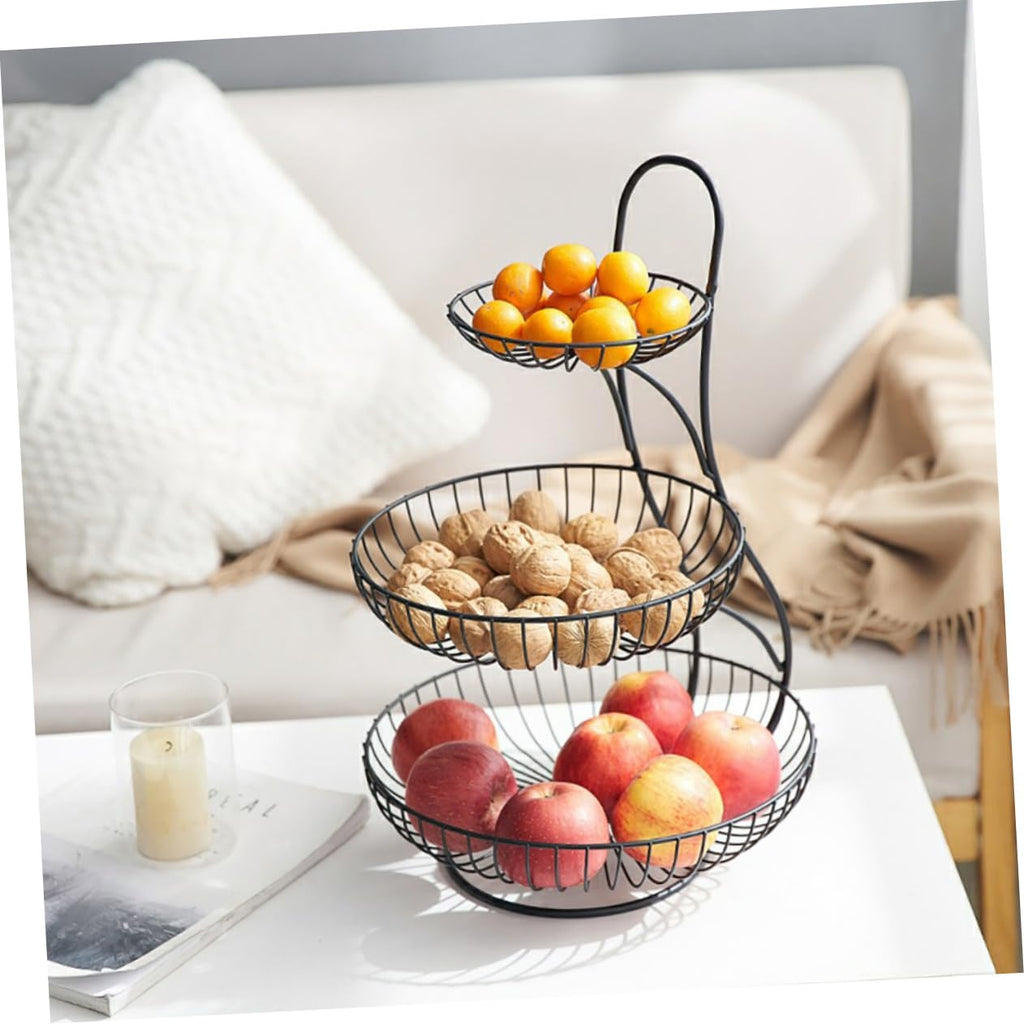 Black 3-Tier Iron Fruit Basket A35393