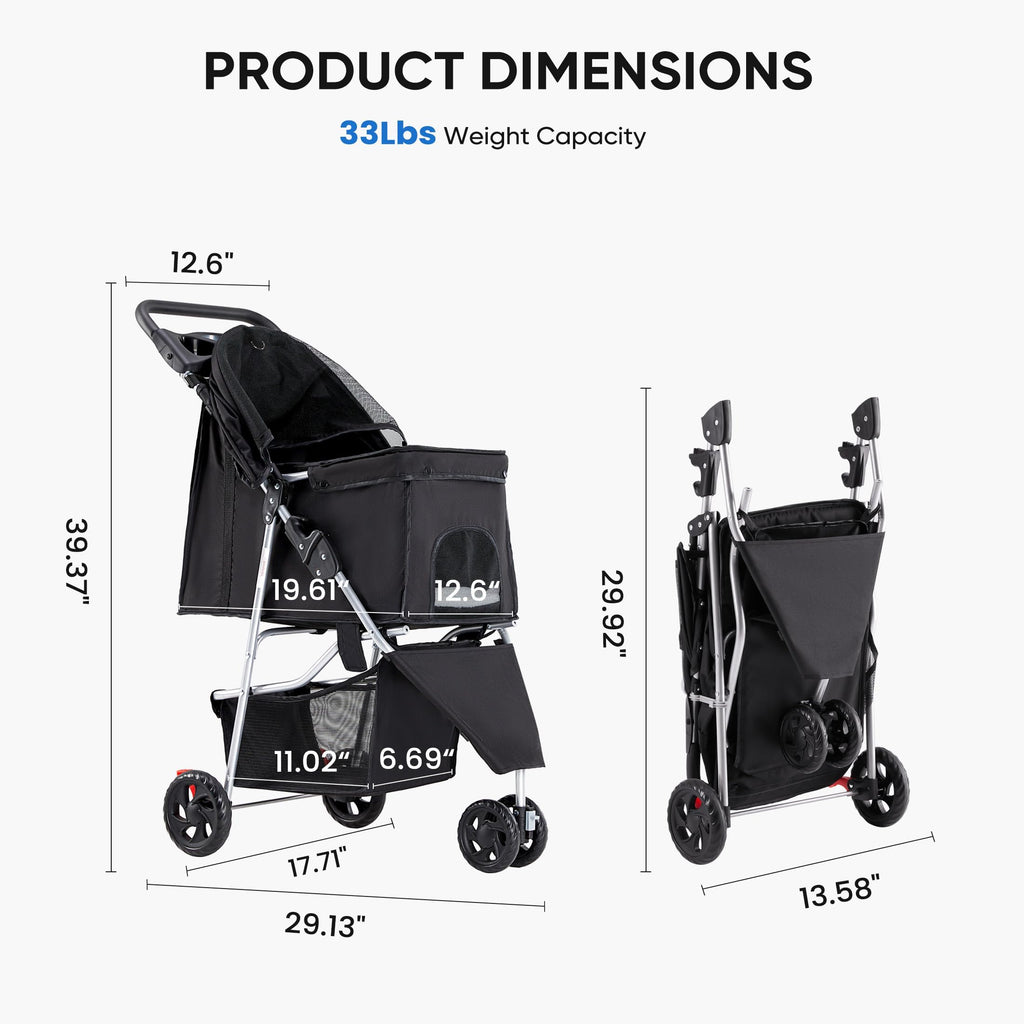 Foldable 3 Wheel Pet Stroller V4265