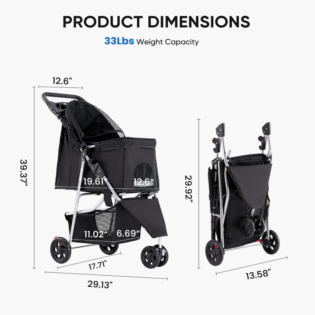 Foldable 3 Wheel Pet Stroller V4265