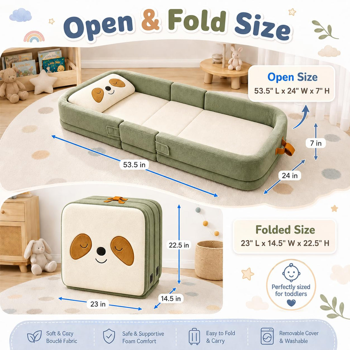 Foldable Portable Toddler Travel Bed with Pillow J25127