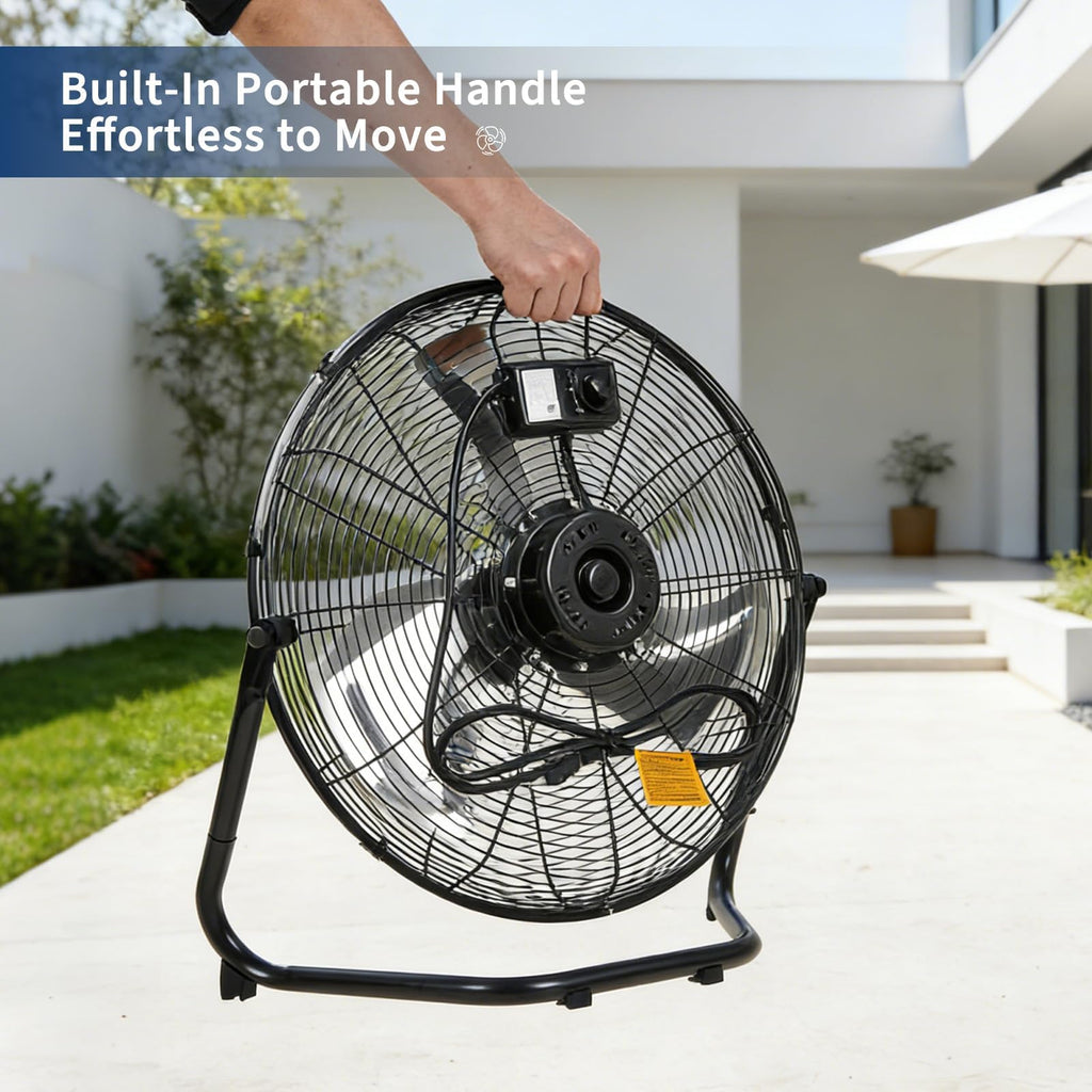 20" High Velocity Floor Fan, 4800 CFM Heavy Duty Industrial Metal Fan with 3 Speeds D1039