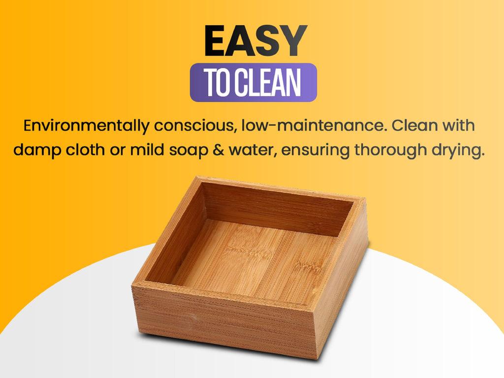Bamboo Drawer Organizer Storage Box, 2 Pack 6x9x2 inch W680