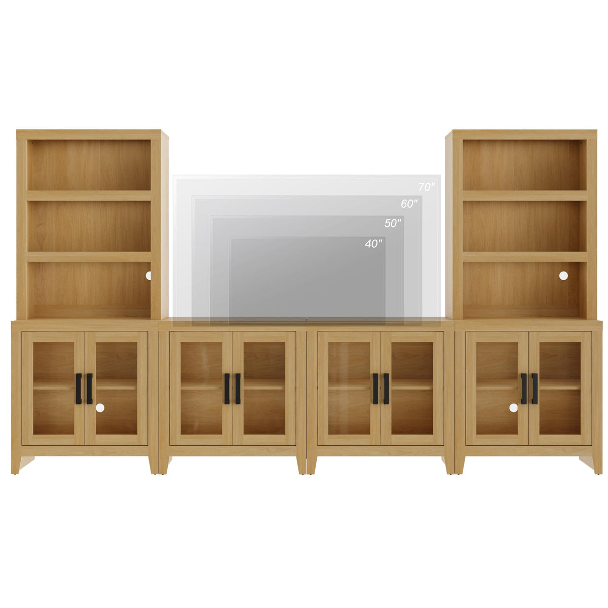 Oak Modular TV Stand with Bookshelves W46663