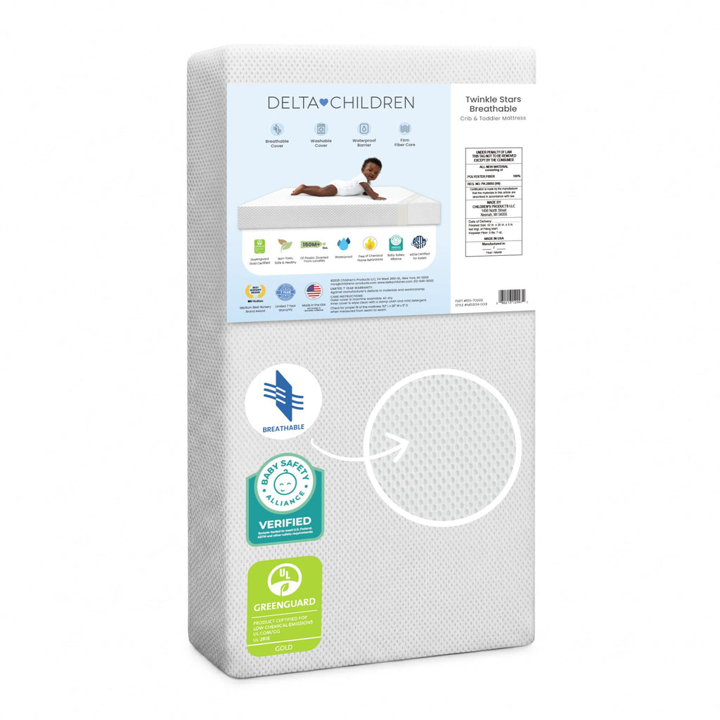 White Crib and Toddler Mattress with Removable Machine-Washable Cover X882
