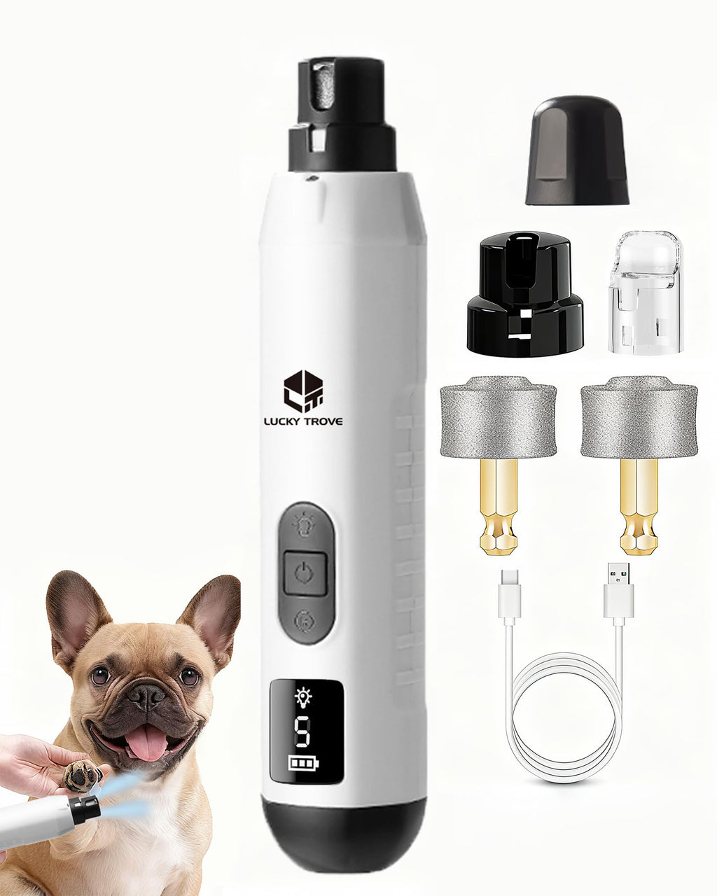 Silent Dog Nail Grinder 5 Speeds with dual LED Lights E5820