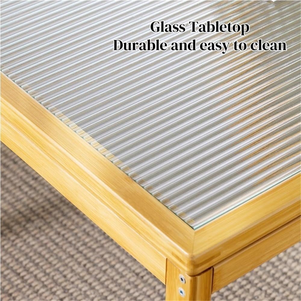 Set of 2 Square Glass Top Rattan Storage Coffee Table C56816
