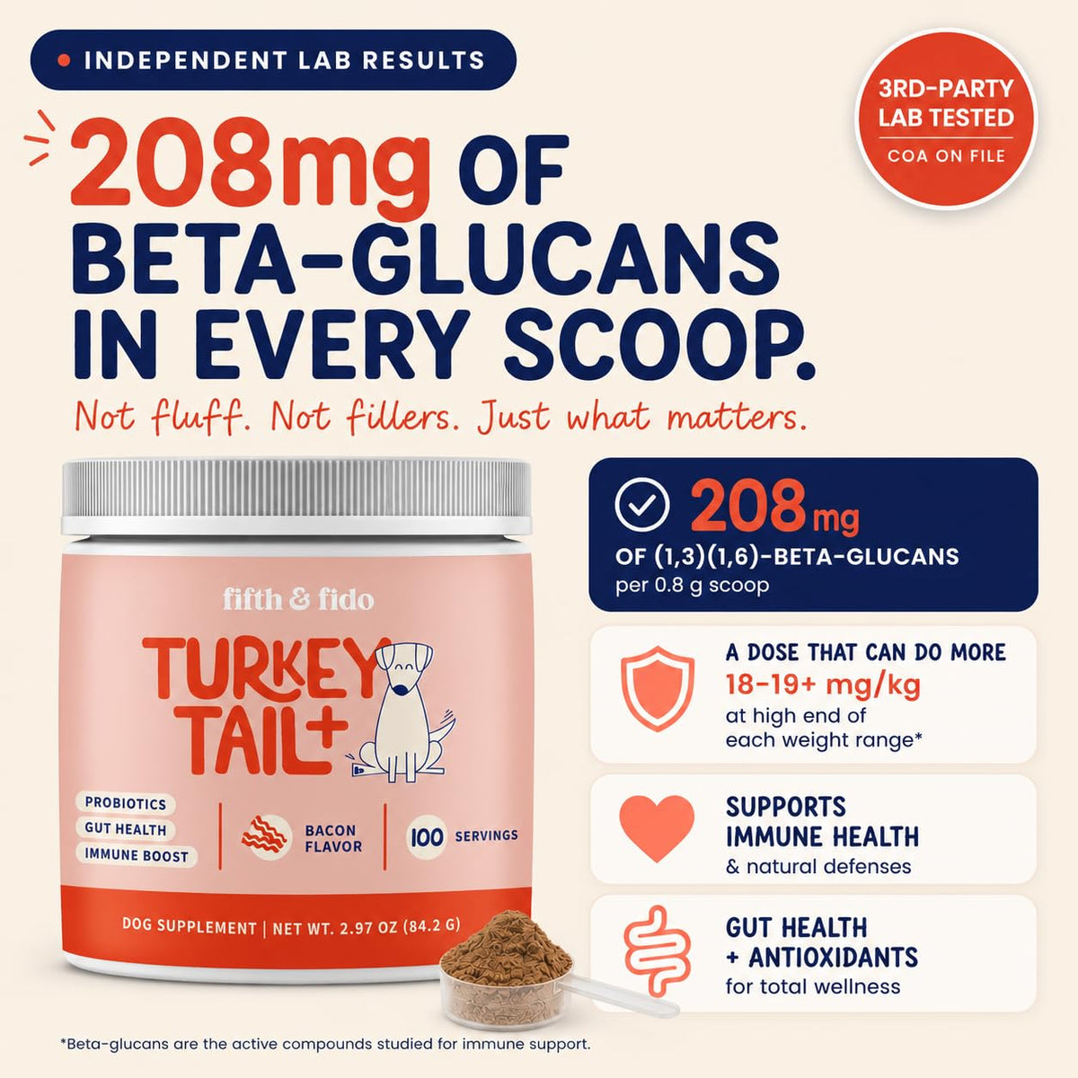 Turkey Tail Mushroom for Dogs Bacon Powder Probiotic R432