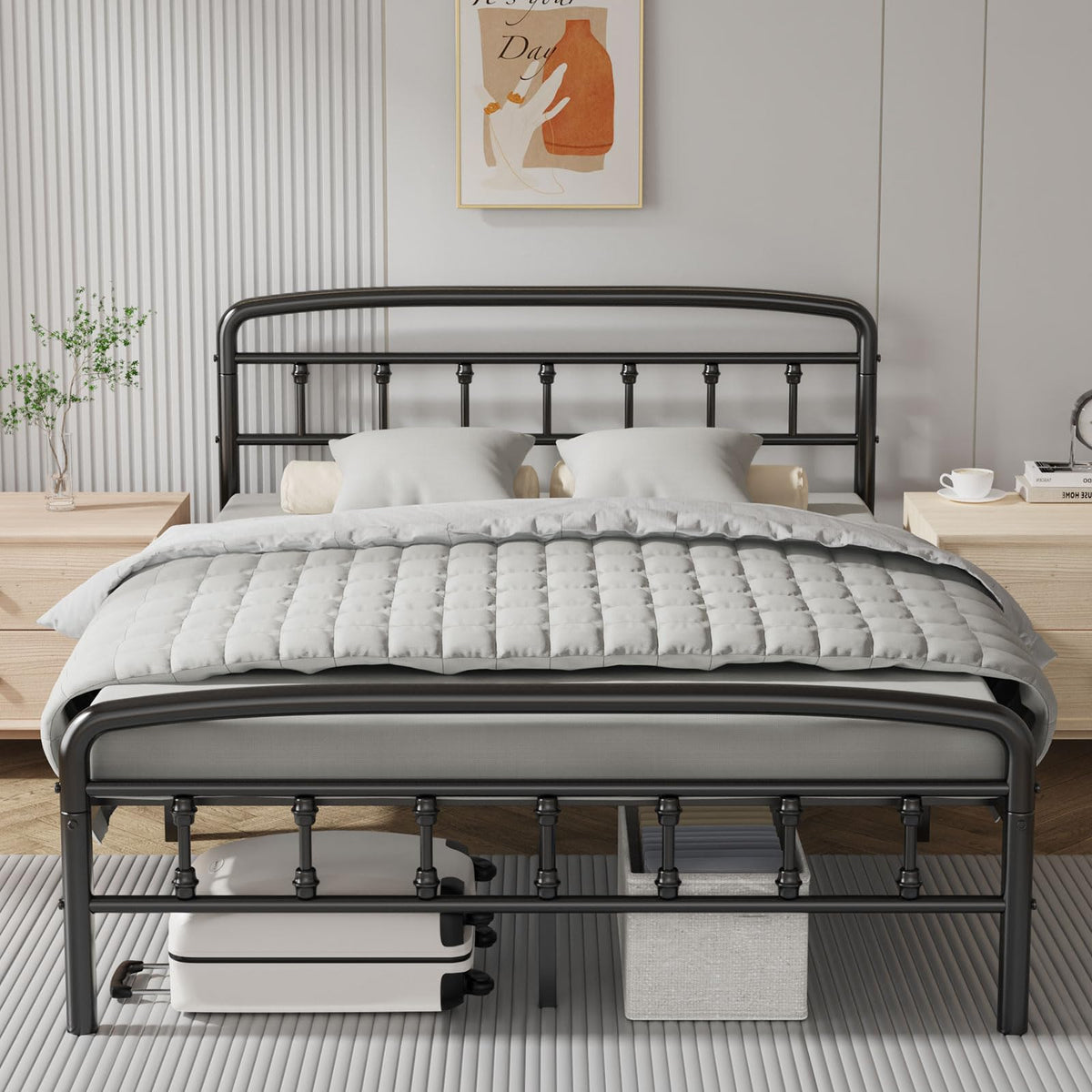Full Size Metal Bed Frame with Headboard E45492