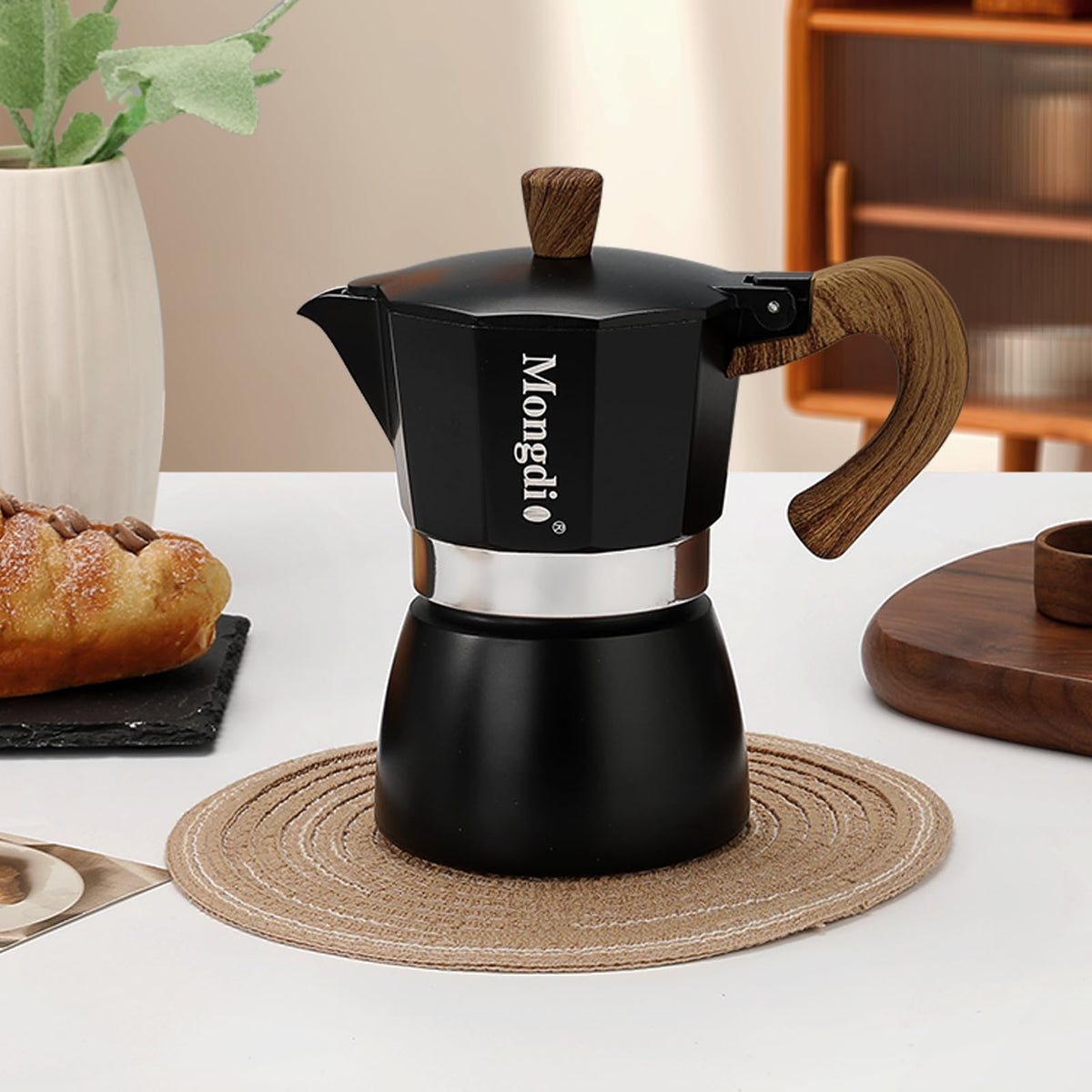 Stovetop Espresso Maker Moka Pot, 6 Cup 10 oz Black N741030