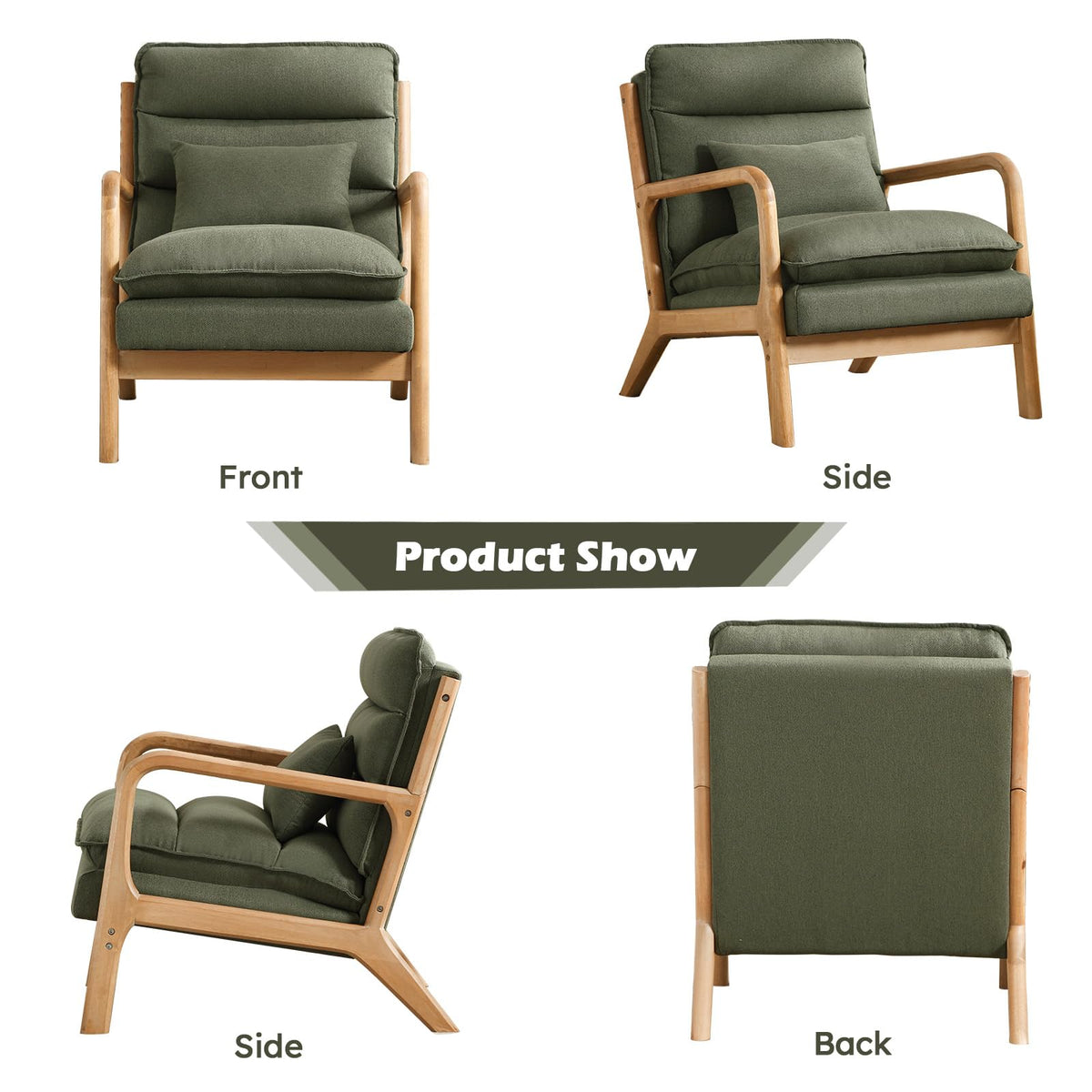 Mid Century Modern Upholstered Accent Chair Set of 2 R700349