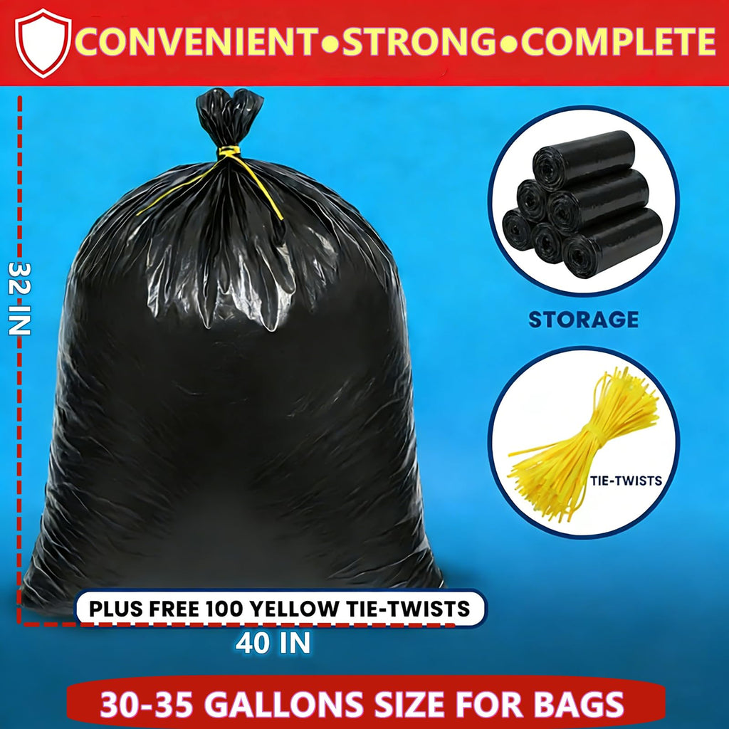 33 Gallon Heavy Duty Trash Bags 110 Count Black Can Liners V450162